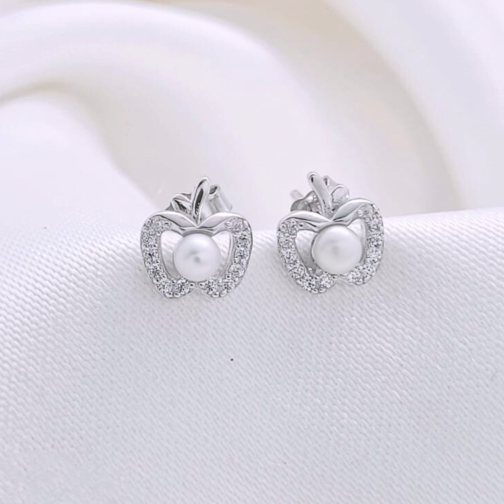 925 Silver Apple Stud Earrings